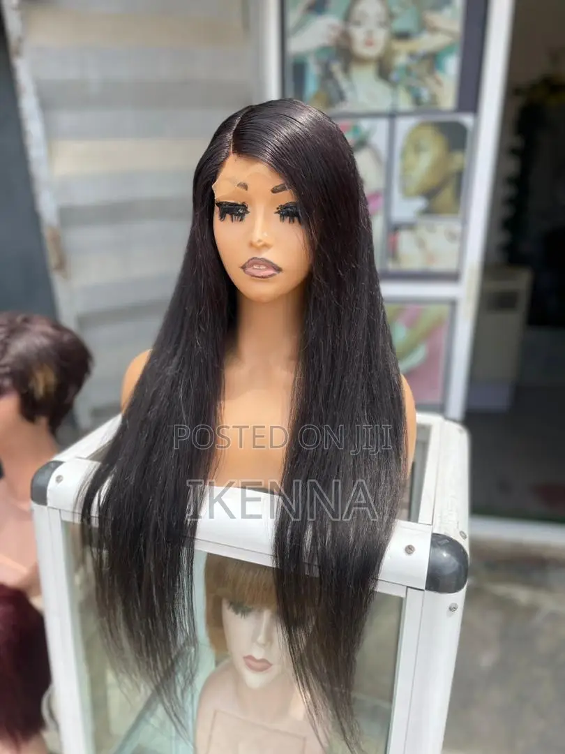 26” Human Hair Straight Wig With a Closure