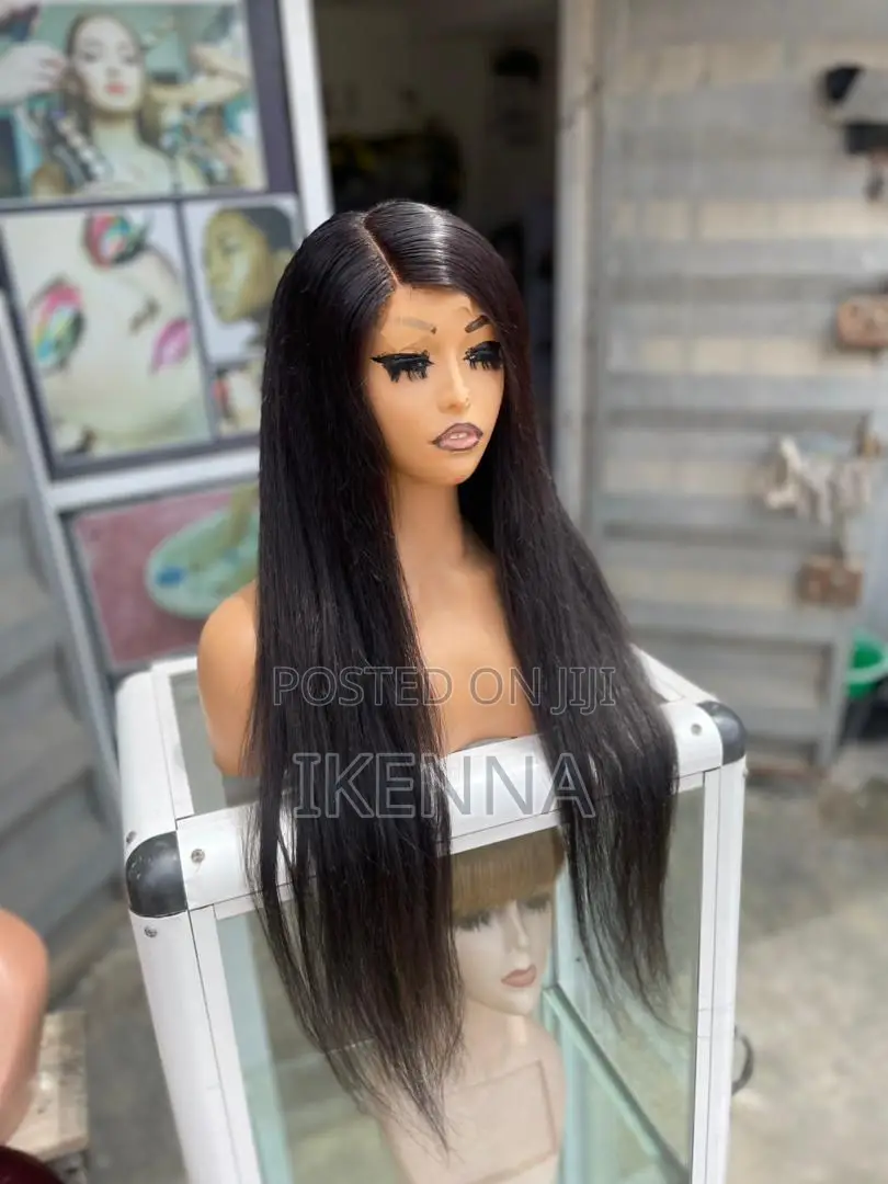 26” Human Hair Straight Wig With a Closure