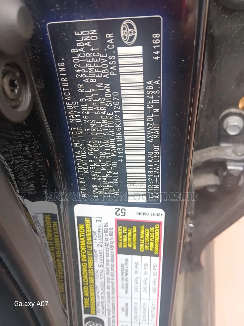 Toyota Camry SE (2.5L 4cyl 8A) 2019 Black