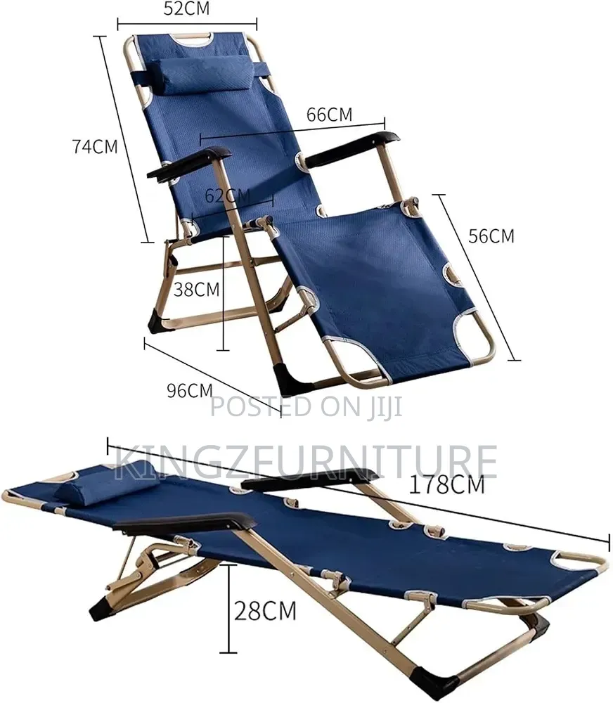 Outdoor Portable Sun Bed With Padded Headrest