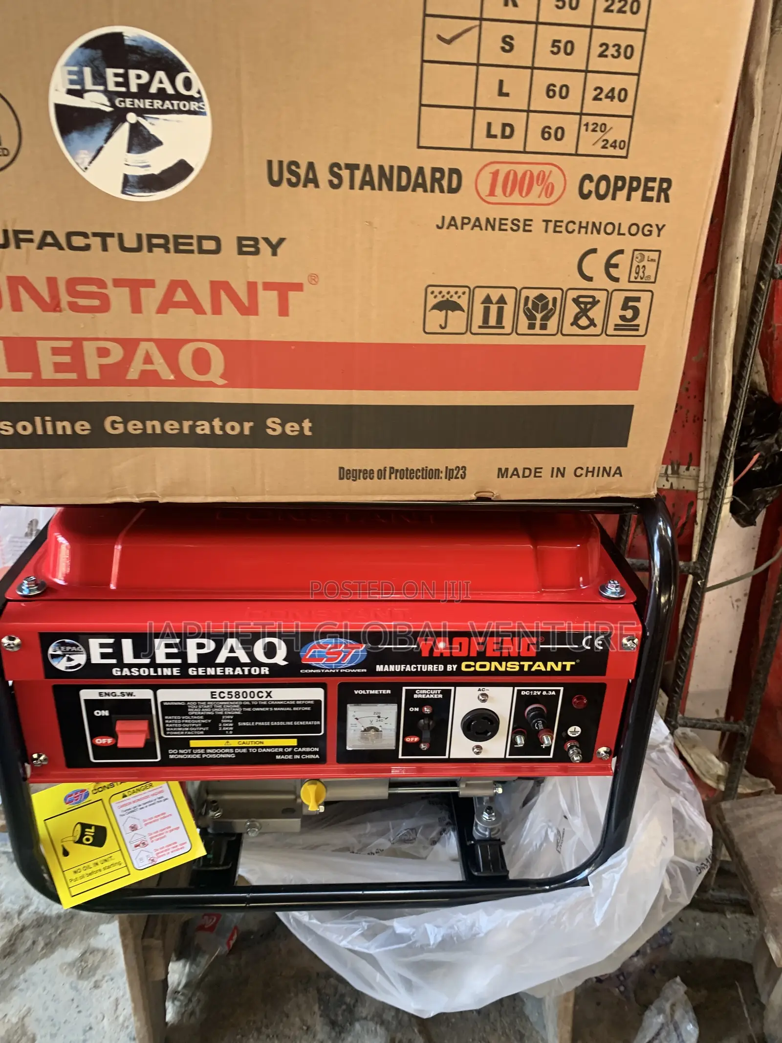 Elepaq Constant 4.5kva Generator 100% Copper Coil