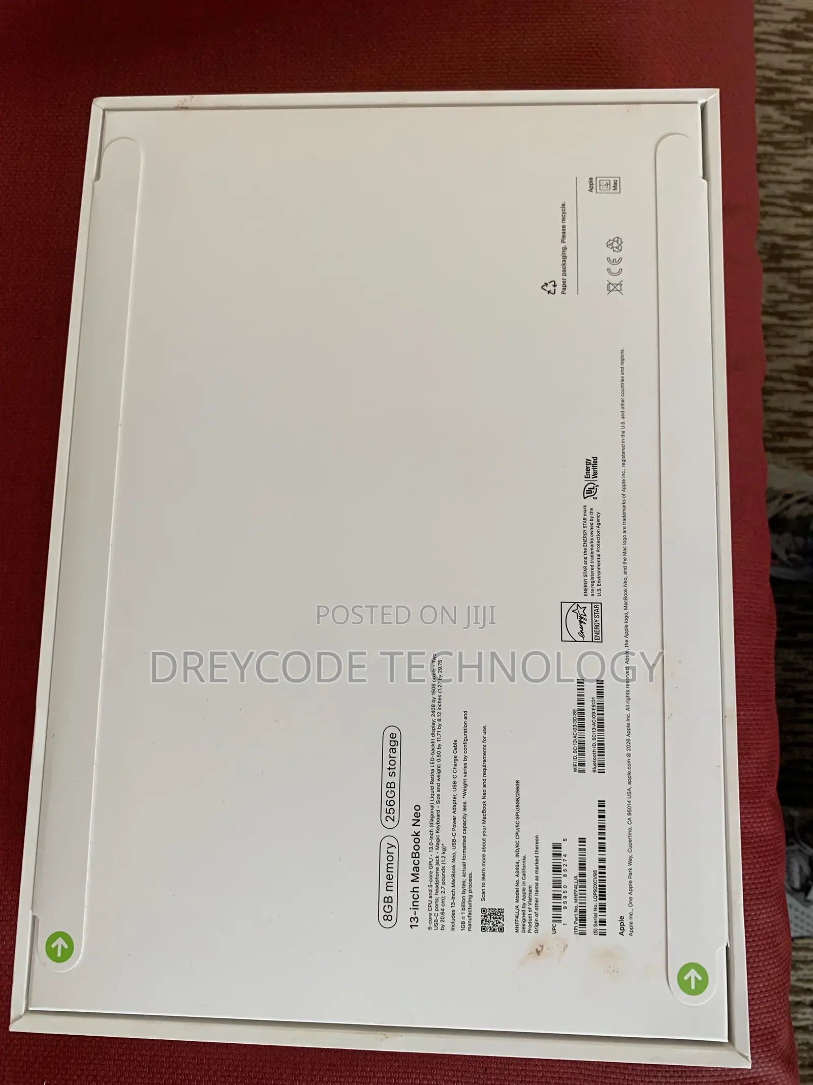 New Laptop Apple MacBook Neo 2026 8GB SSD 256GB