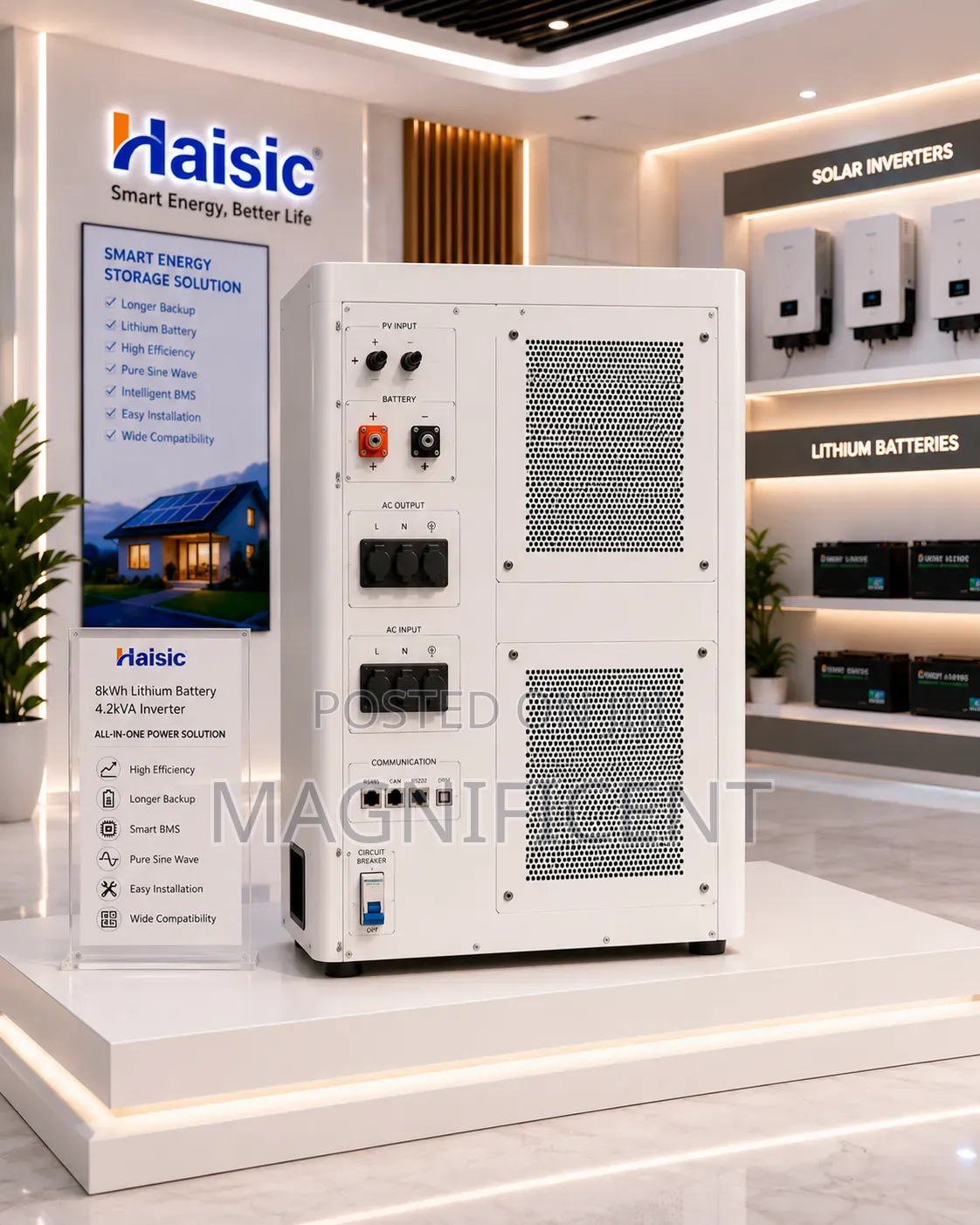 Haisic All-in-One 4kwh Lithium Battery 1.2kva Pure Sine Wav Inverter