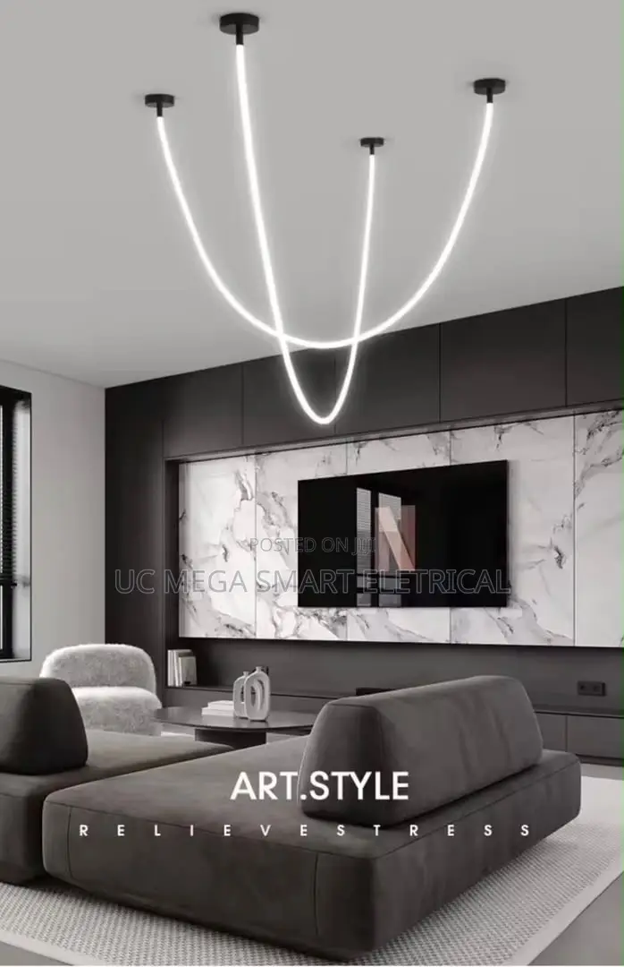 Minimalist Hose Chandelier Lamps Silicone Light 360 Degree Lighting