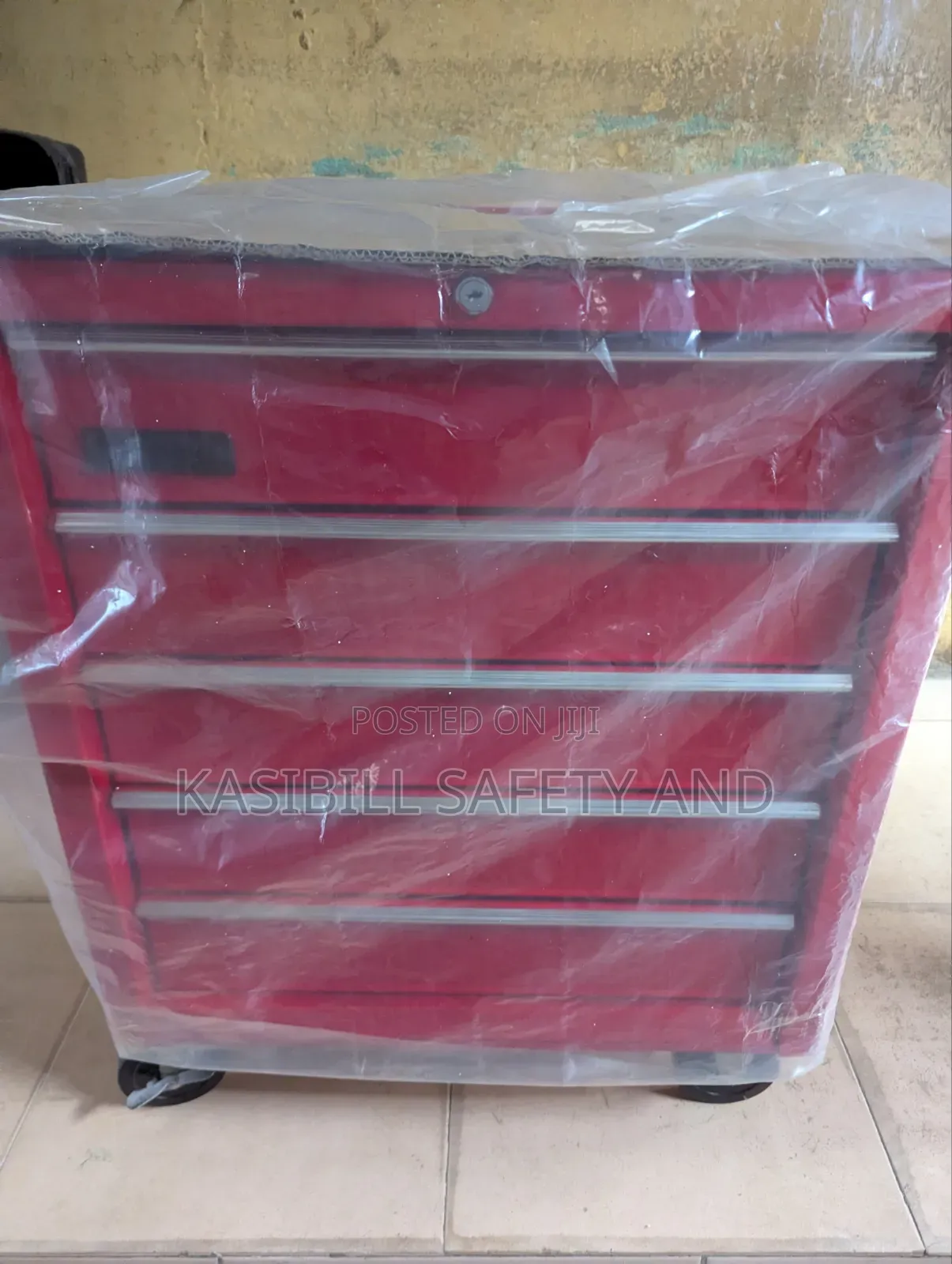 Red 5-Drawer Steel Tool Trolley I