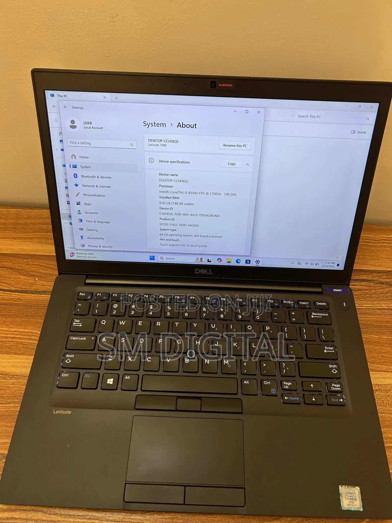 Laptop Dell Latitude 7490 8GB Intel Core i5 SSD 256GB