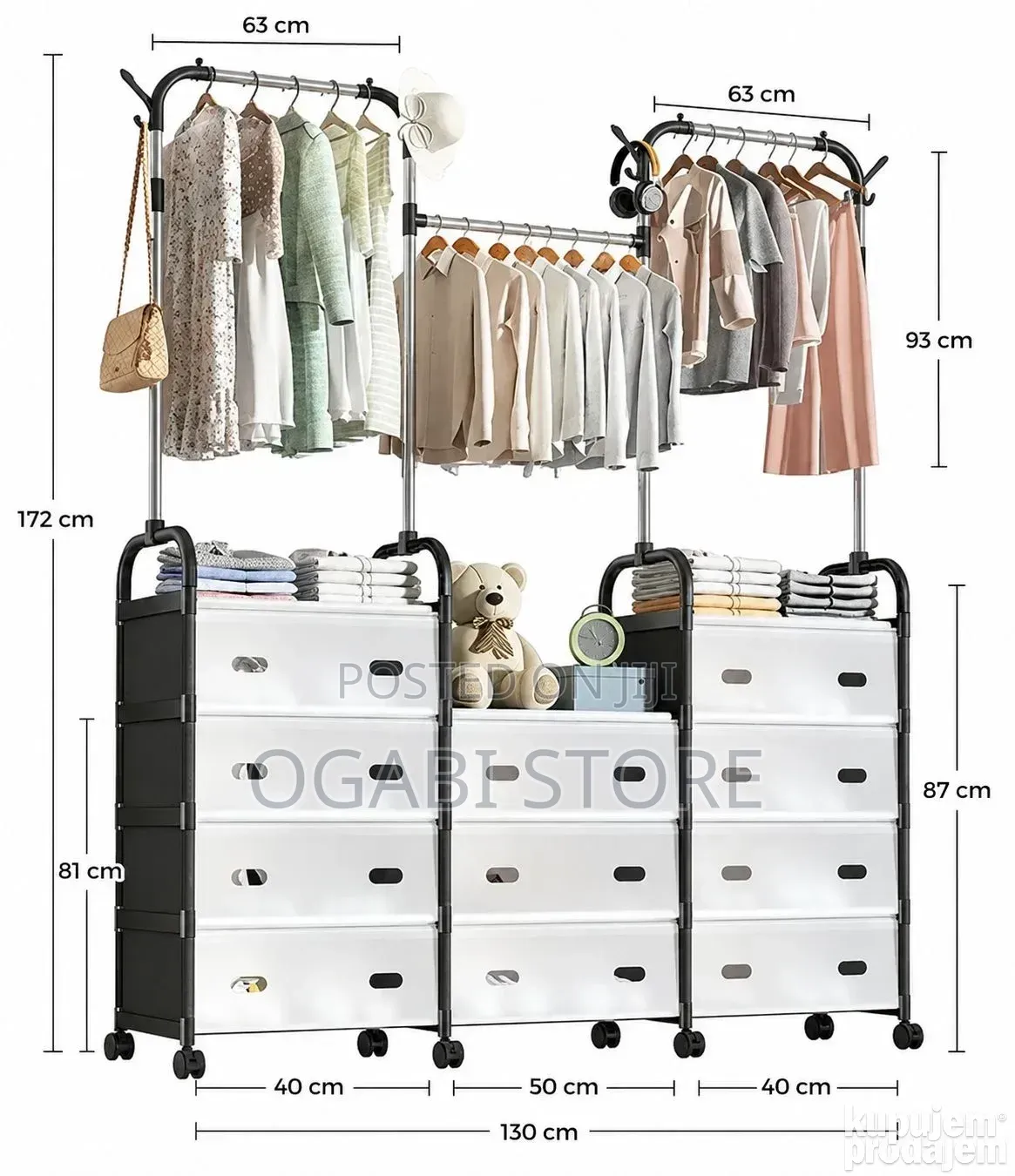 Modular Clothing Rack With Drawers Wheels