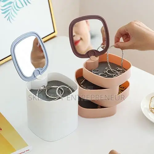 4 in 1 Rotating Jewelry Organizer With Mirror