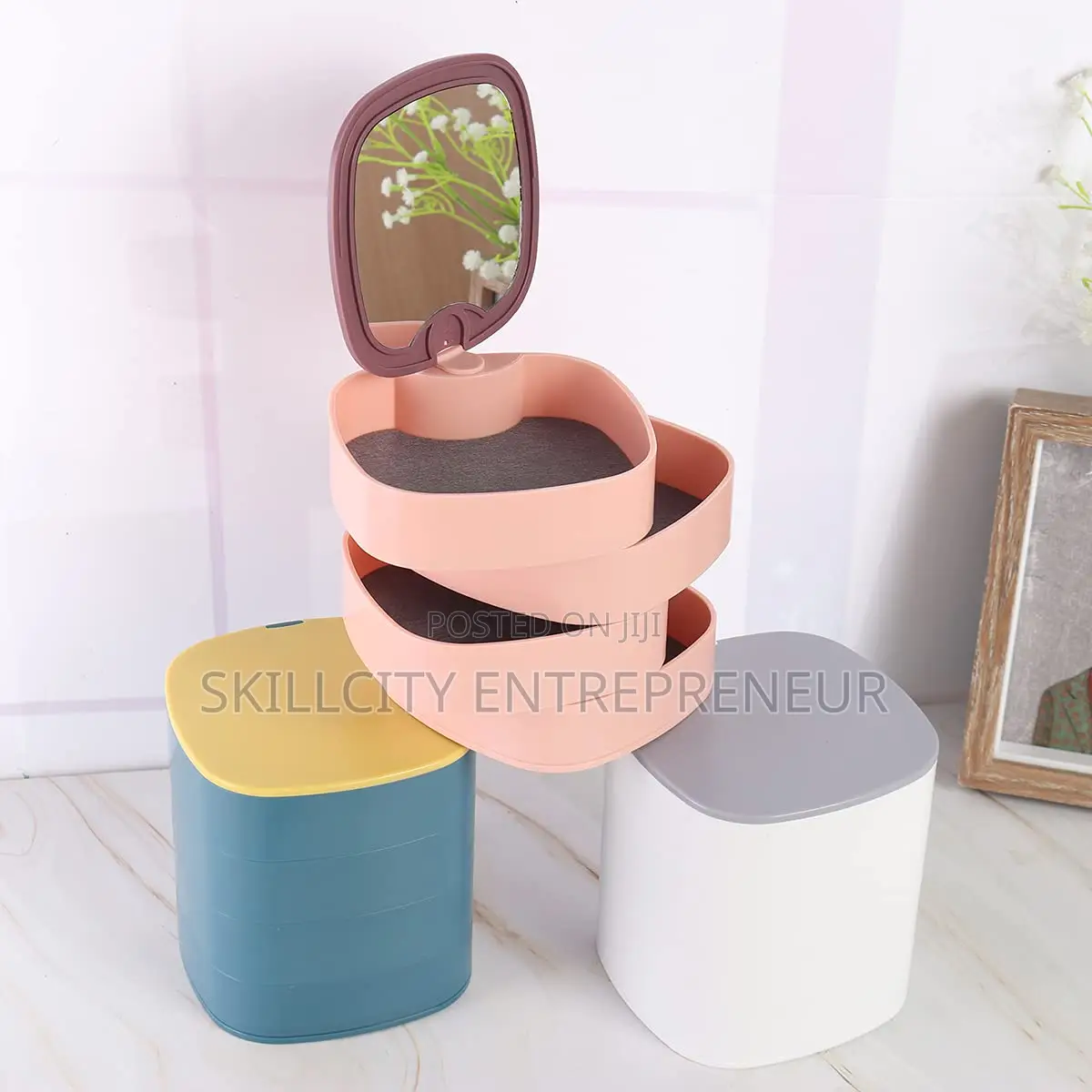 4 in 1 Rotating Jewelry Organizer With Mirror