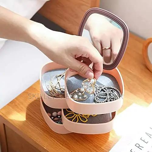 4 in 1 Rotating Jewelry Organizer With Mirror
