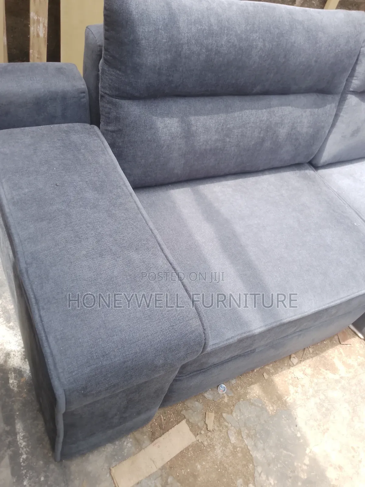 Gray Color L Shaped Four Seater Sofa