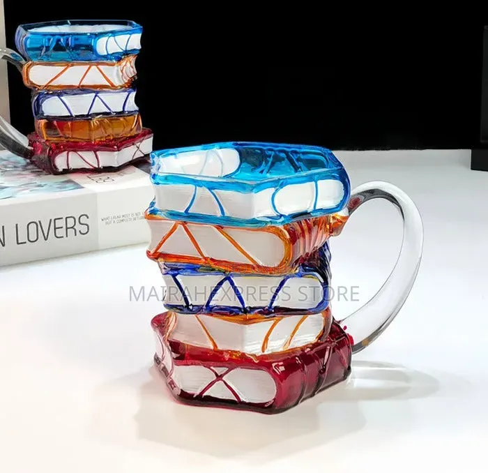3d Novelty Painted Book Mug Glass Cup T361