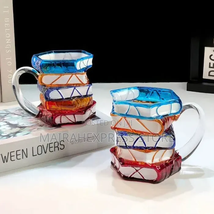 3d Novelty Painted Book Mug Glass Cup T361