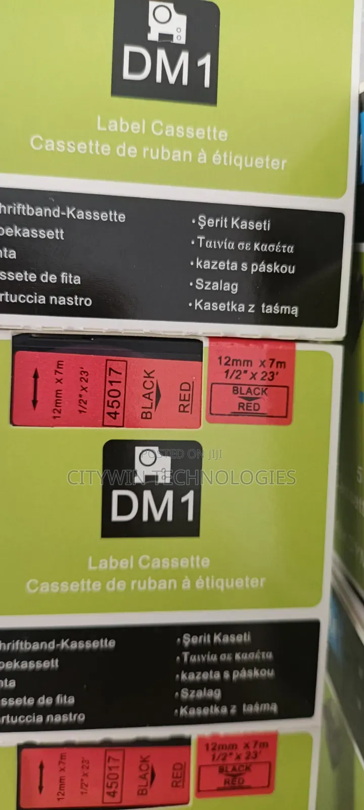 Dymo 12mm Black on Red Label Tape