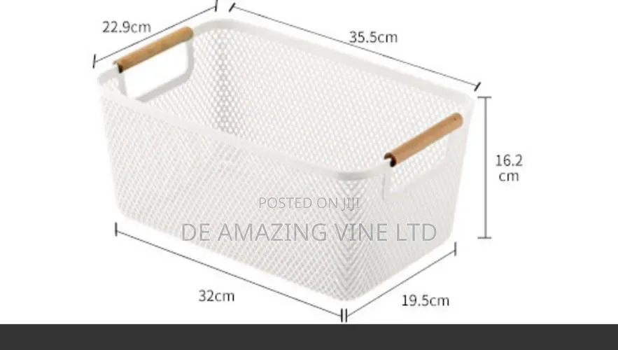 Pantry Storage Basket With Wooden Handle