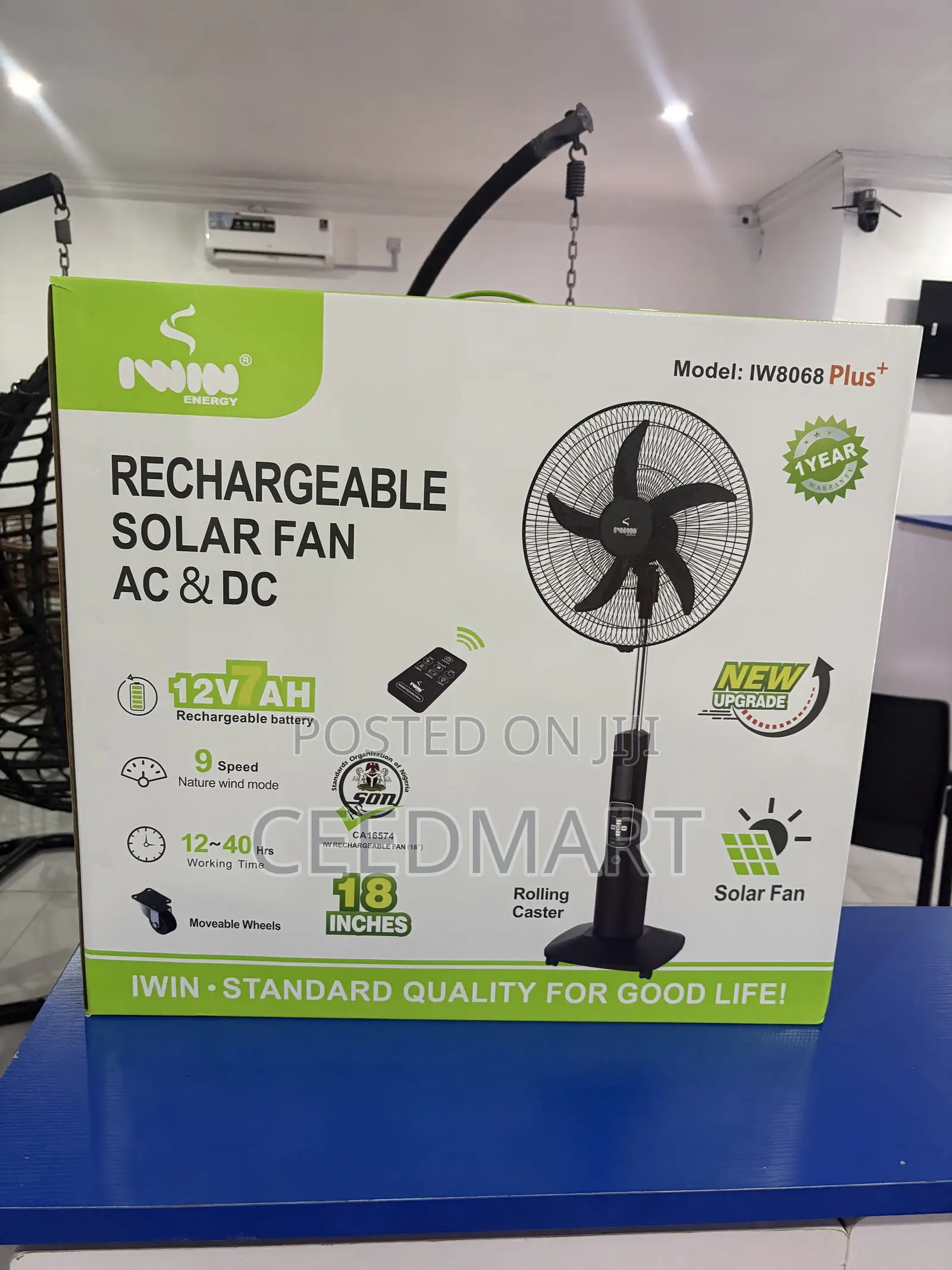 Iwin Rechargeable Solar Fan Ac Dc