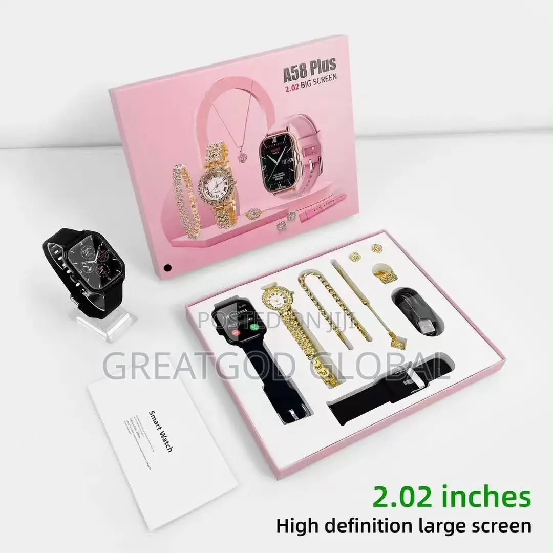 A58 Plus Women's Smartwatch Set With Necklace Bracelet Earrings Ring