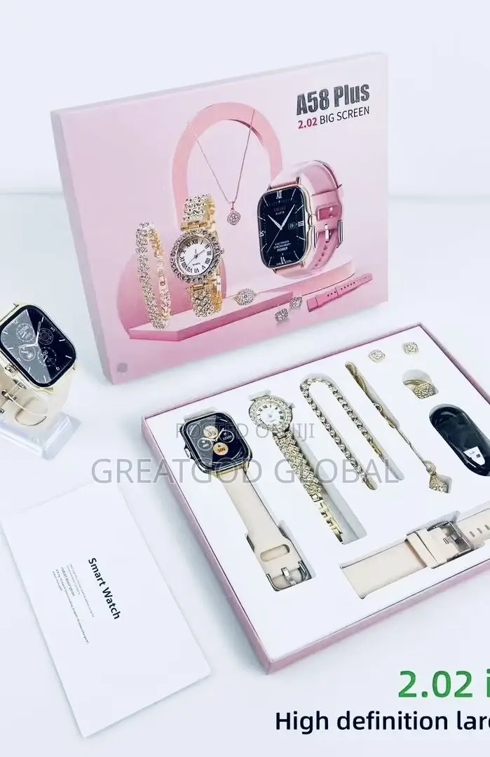 A58 Plus Women's Smartwatch Set With Necklace Bracelet Earrings Ring
