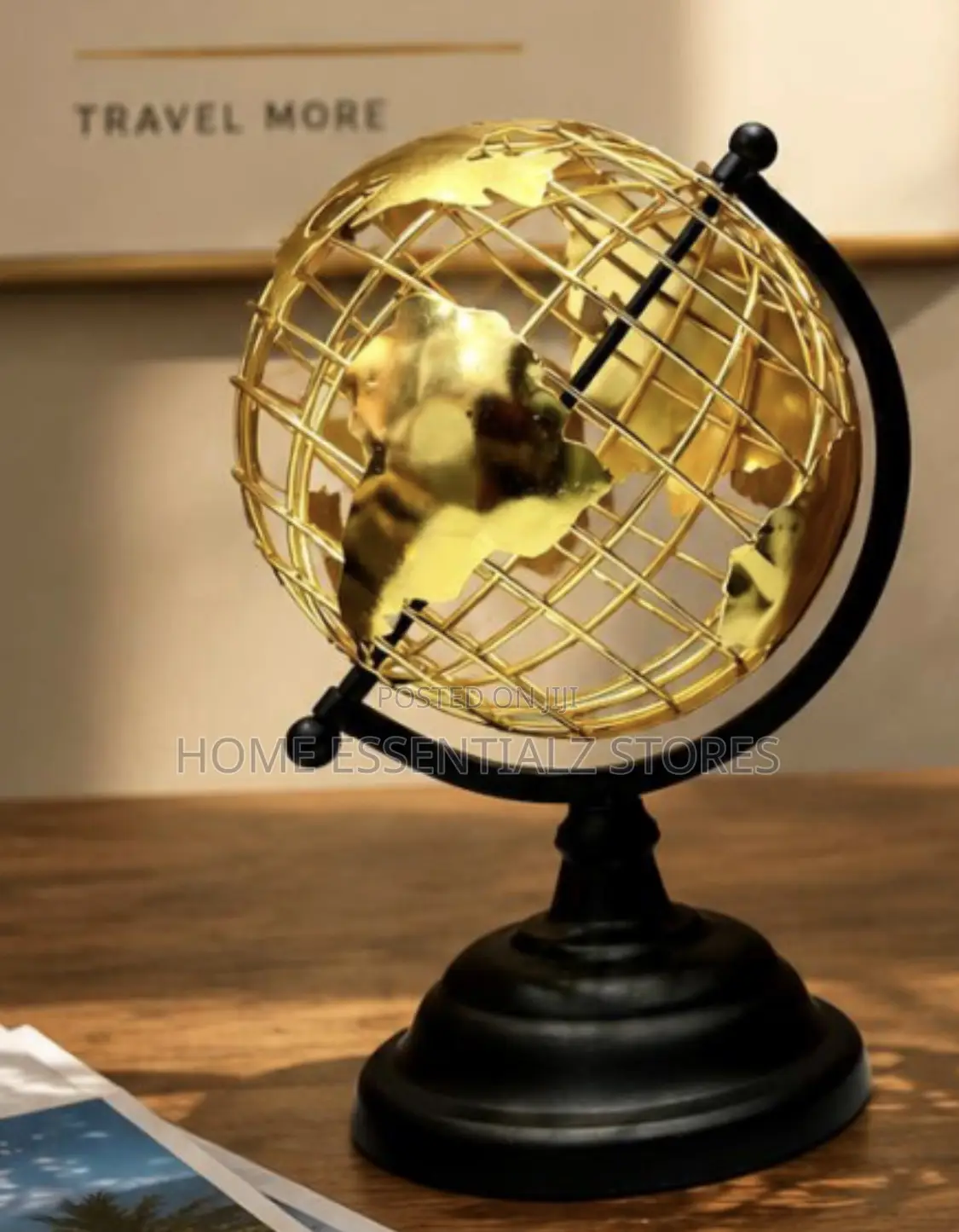 Gold Wire Frame Globe Decor - Modern World Map Ornament