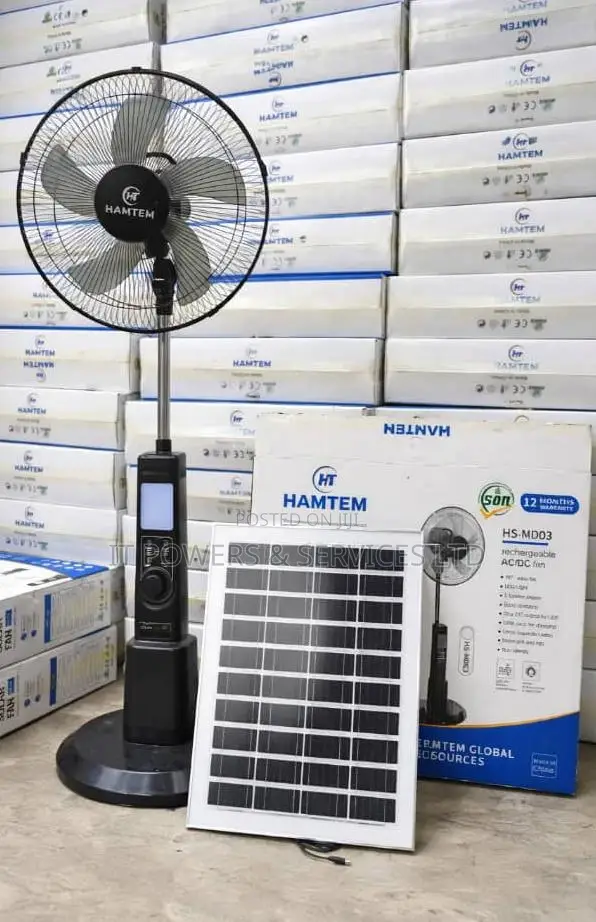 Hamtem 18" Solar Rechargeable Standing Fan Hs-Md03