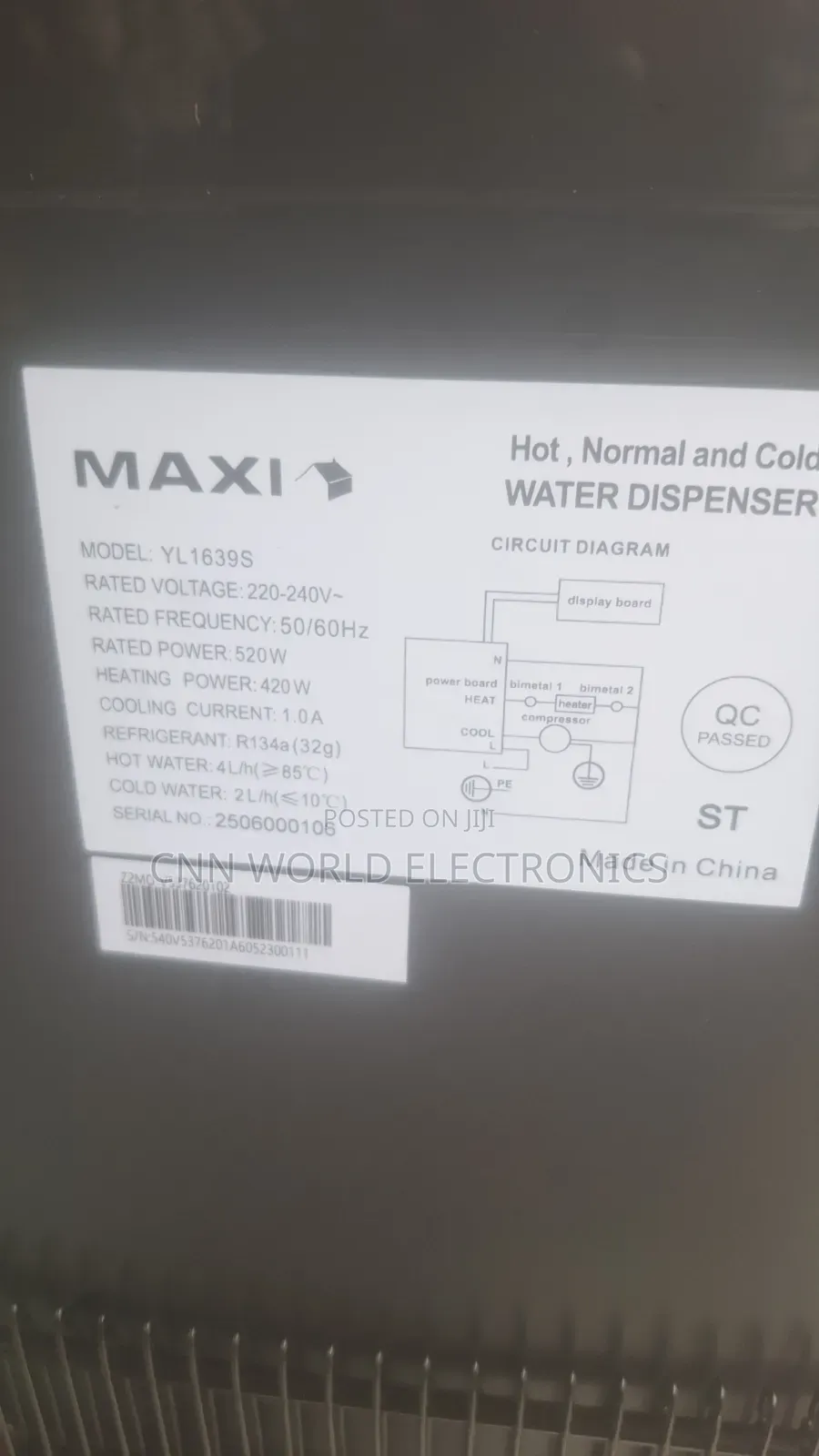 Brand New Maxi Water Dispenser Bottom Loader Hot Cold Normal Water