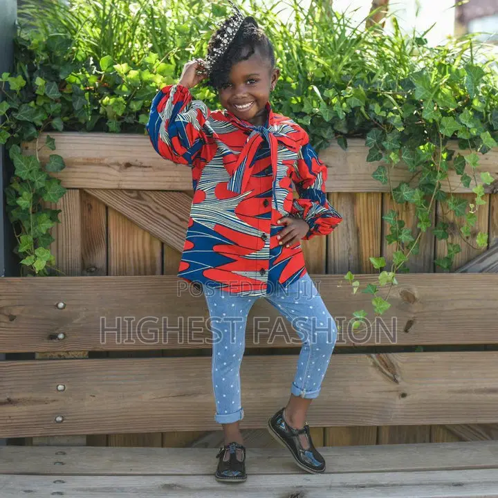 Ankara Print Girls Bubble Sleeve Shirt