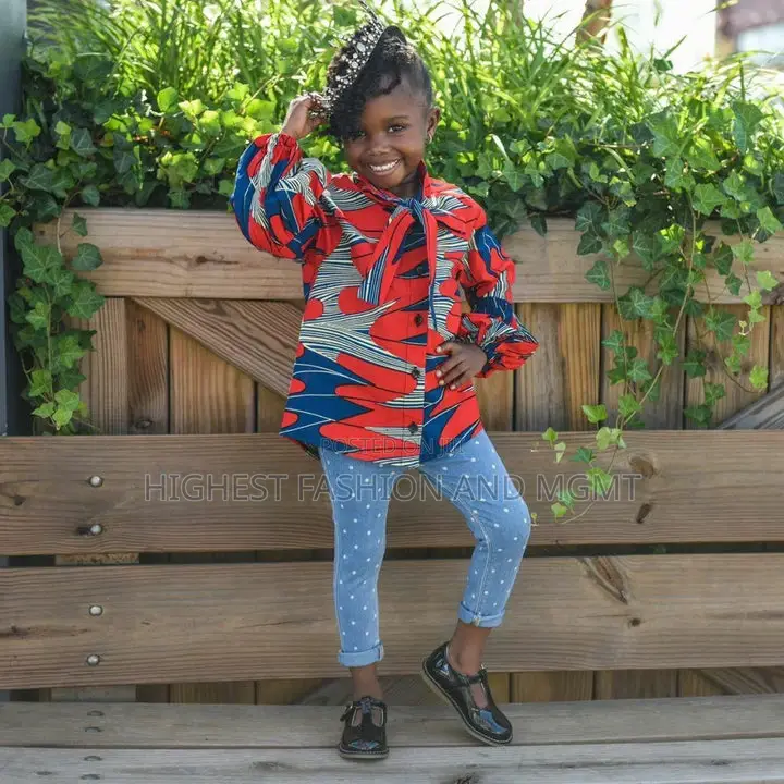 Ankara Print Girls Bubble Sleeve Shirt