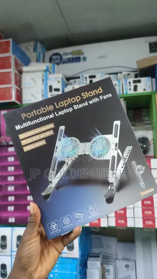 Aluminum Foldable Portable Laptop Stand With Dual Cooling Fans