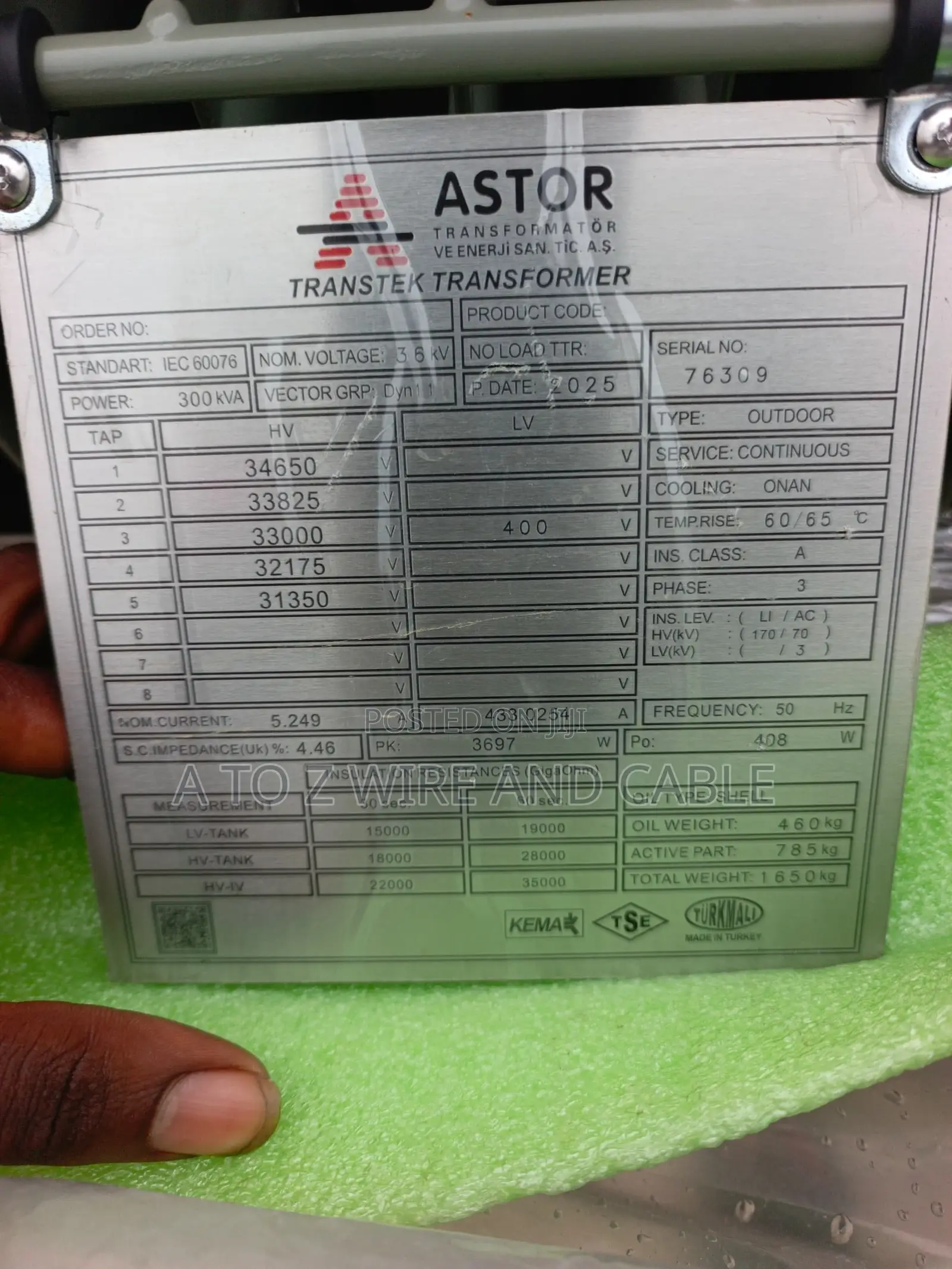 Astor Transtek 300kva 33kv/0.4kv Oil-Filled Distribution Transformer