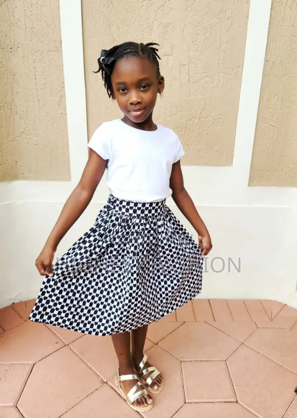 Ankara Print Skirt - Black/White