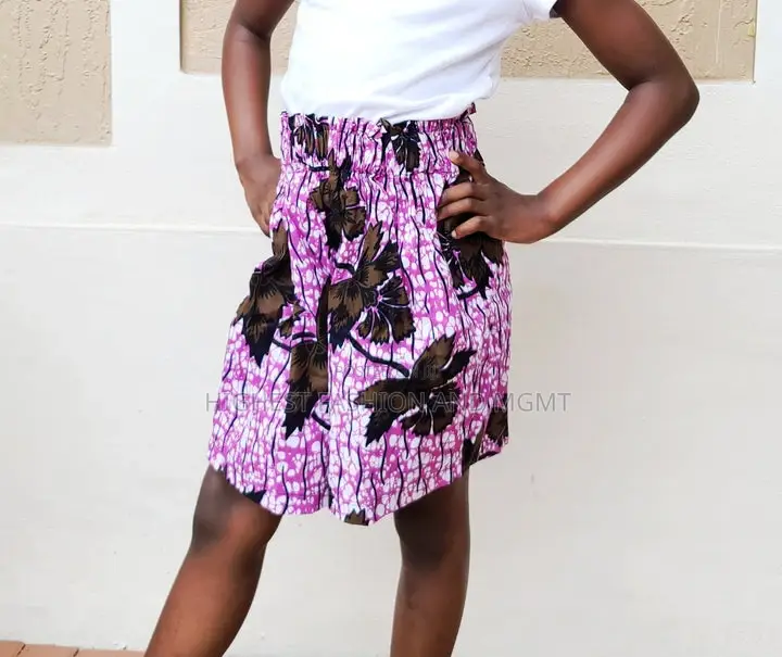 Ankara Print High Waisted Girls Short