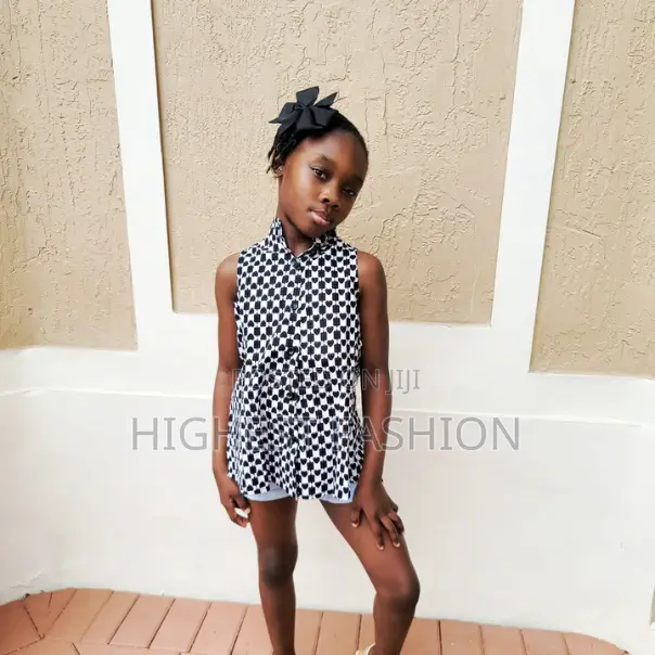 Ankara Print Girls Open Tie Back Shirt