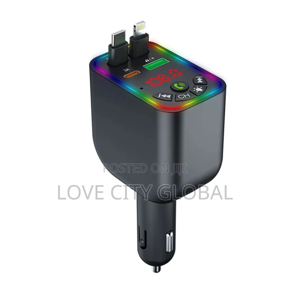 Car-Y5 Super Fast Charger 4-in-1 120w Bt Car Fm Retractable Cables