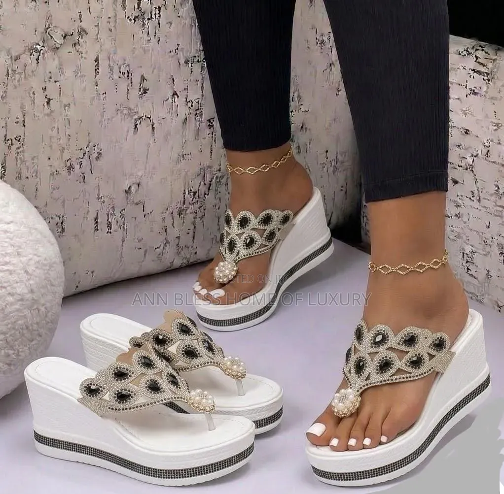 Women's Luxury Rhinestone Wedge Slippers