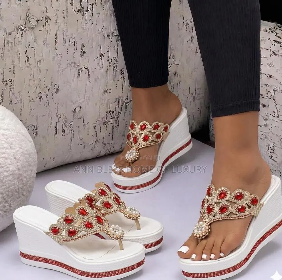 Women's Luxury Rhinestone Wedge Slippers