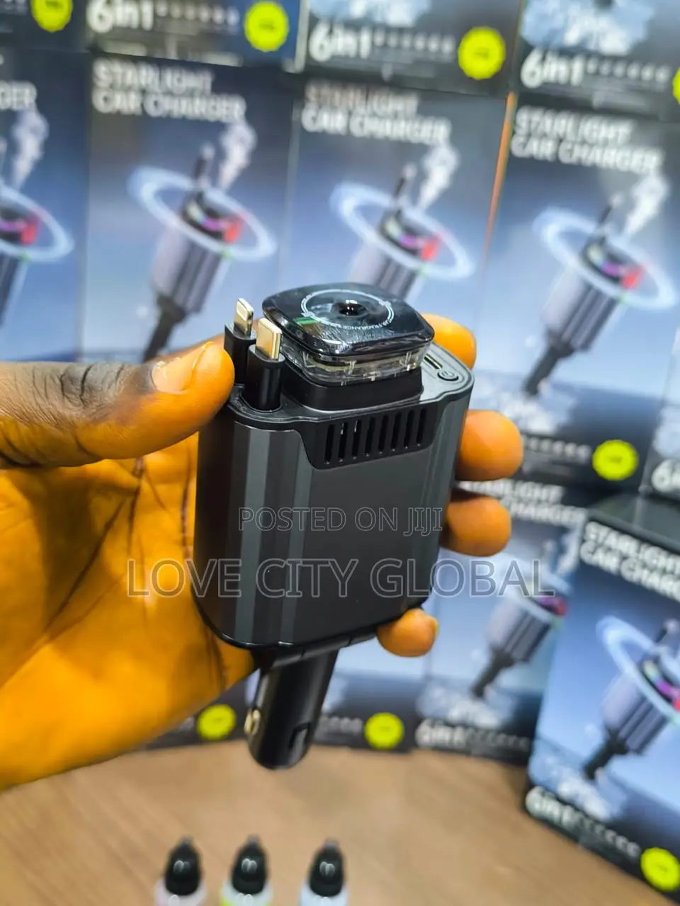 Starlight Car Charger 6in1 120w Retractable Typec Lightnin Diffuser.