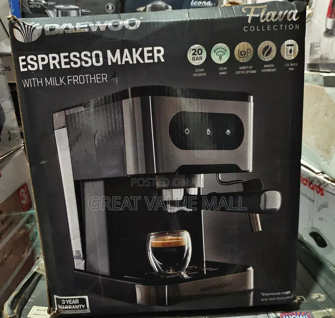 Daewoo Espress Maker With Milk Frother- Flava Collection