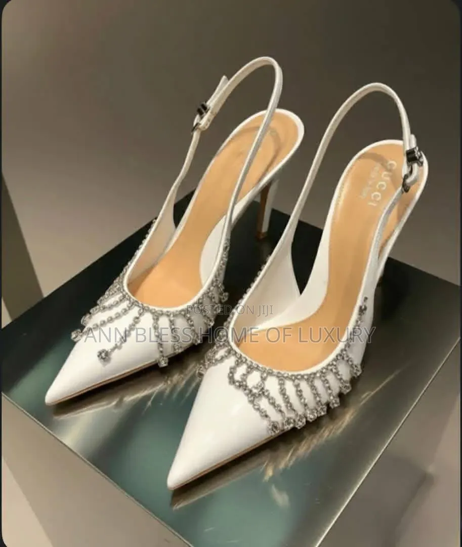 Gucci Crystal Fringe Slingback Patent Leather Heels