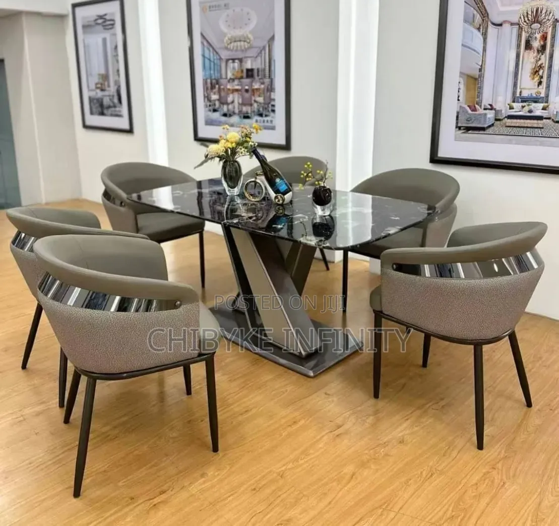 High Quality Imported Marble Dining With 6 Chair Available to Pick Up