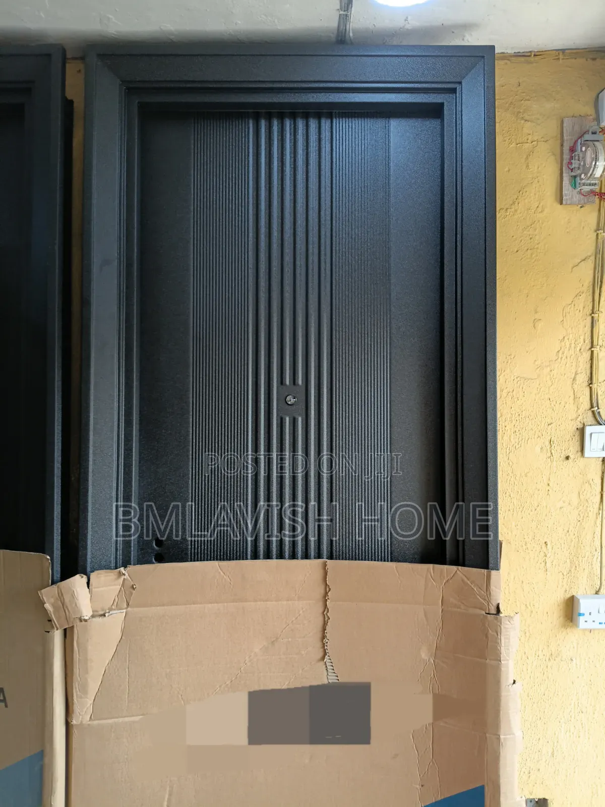 3ftx8ft Black Steel Security Door With Lines