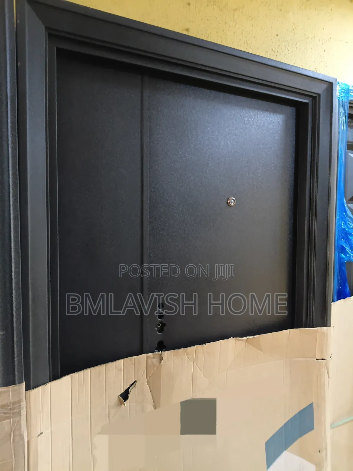 4ft Water-Resistant Plain Black Steel Security Door