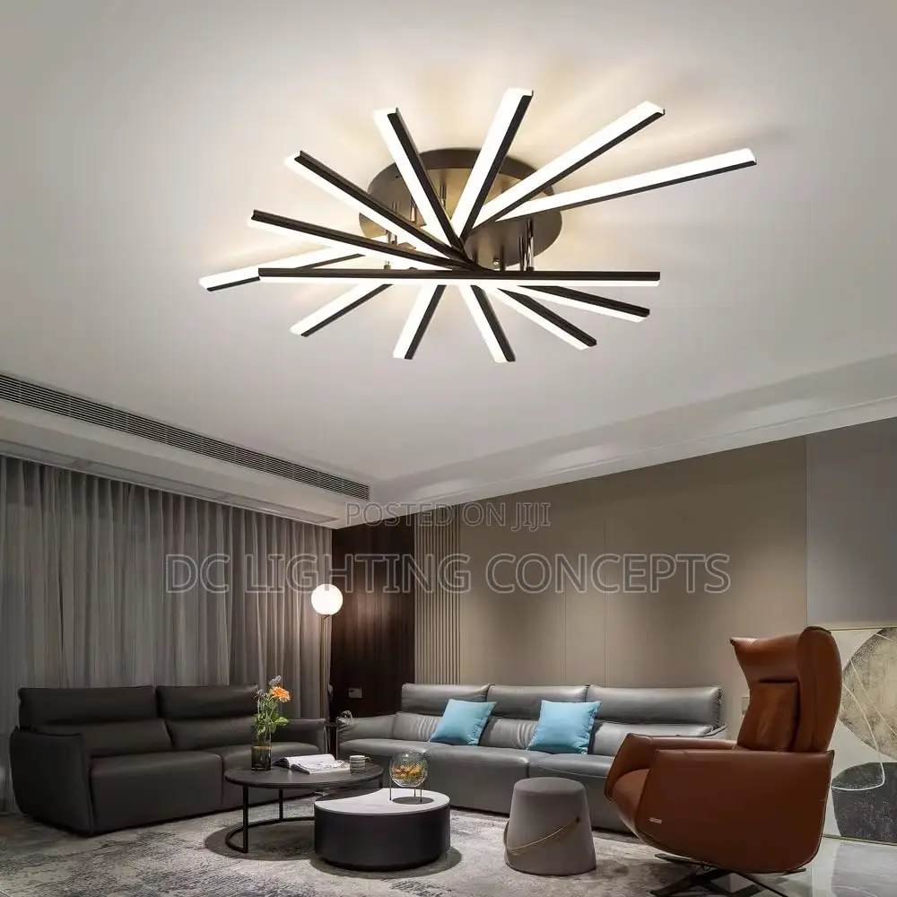 Modern Aluminum Acrylic Semi Flush Led Spiral Long Ceiling Light.