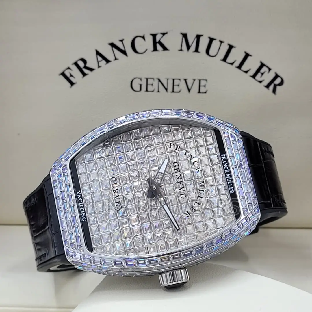 Frank Muller Leather Strap Wristwatch With Crystal Stone