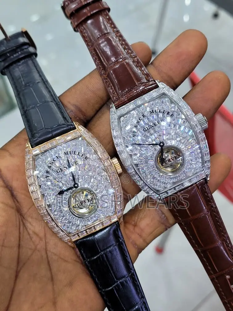 Frank Muller Leather Strap Wristwatch With Crystal Stone