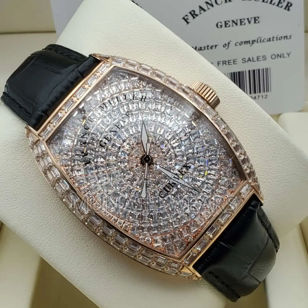 Frank Muller Leather Strap Wristwatch With Crystal Stone