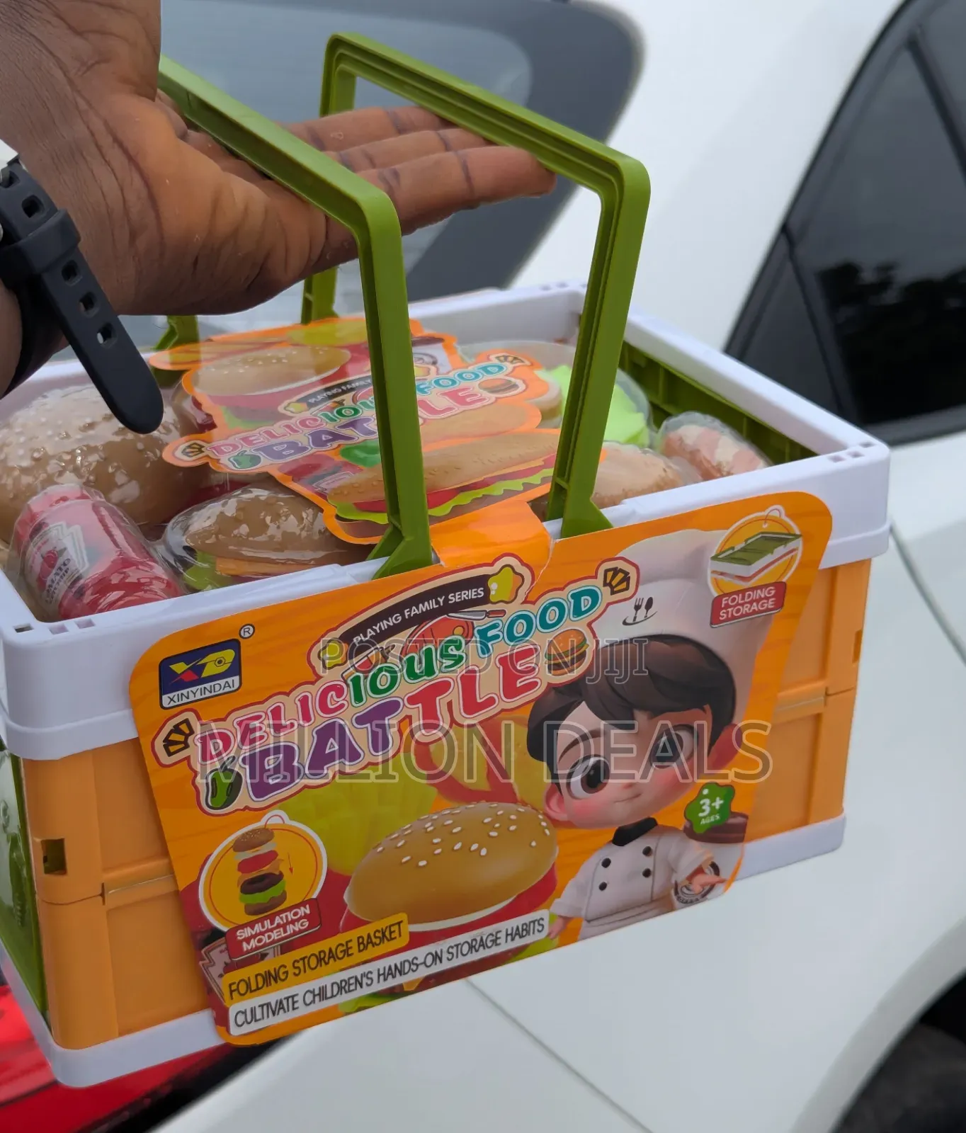 Fake Food Folding Storage Basket Kids Toy Set Ages 3+