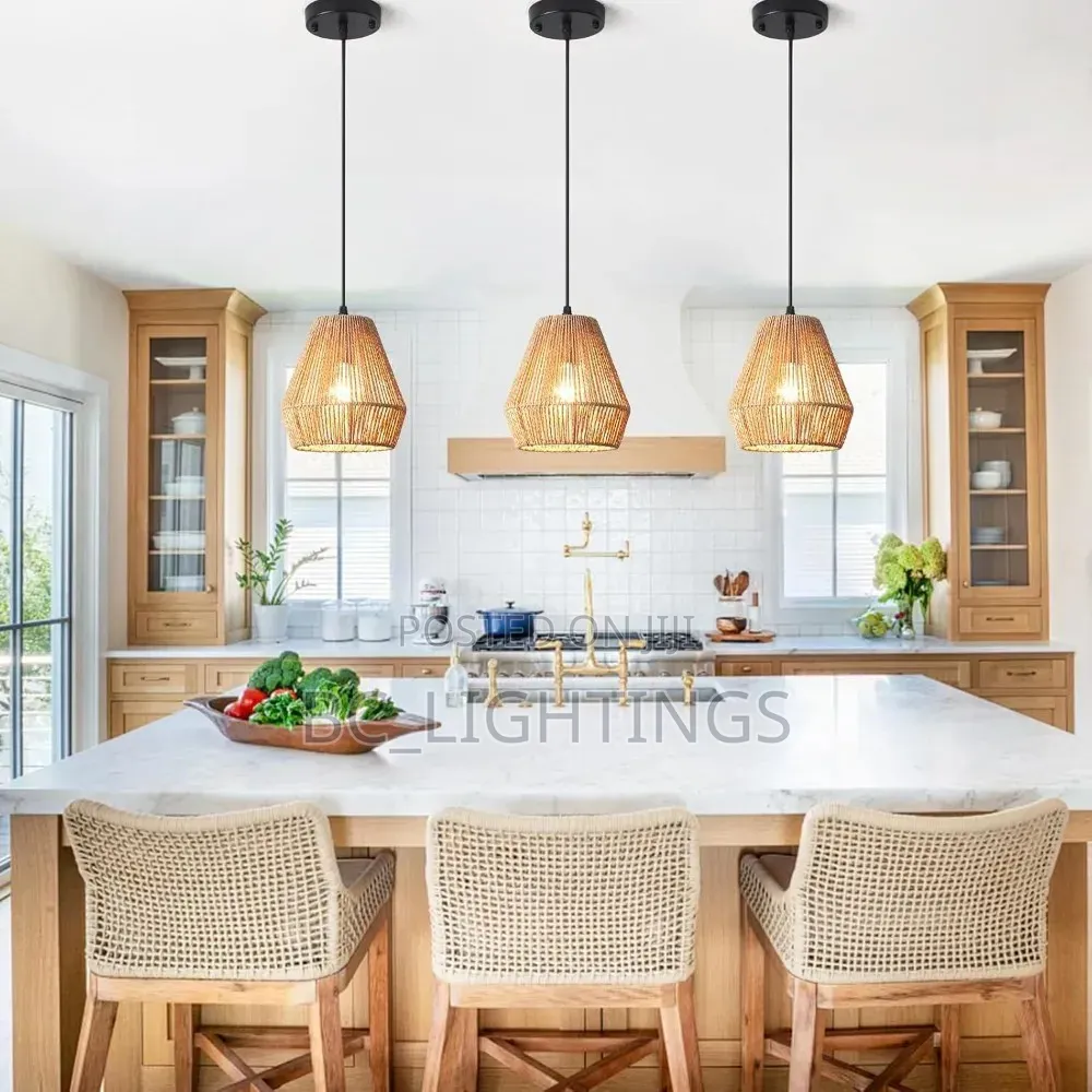 Modern Woven Rattan Shade Pendant Light for Diningroom Hallway