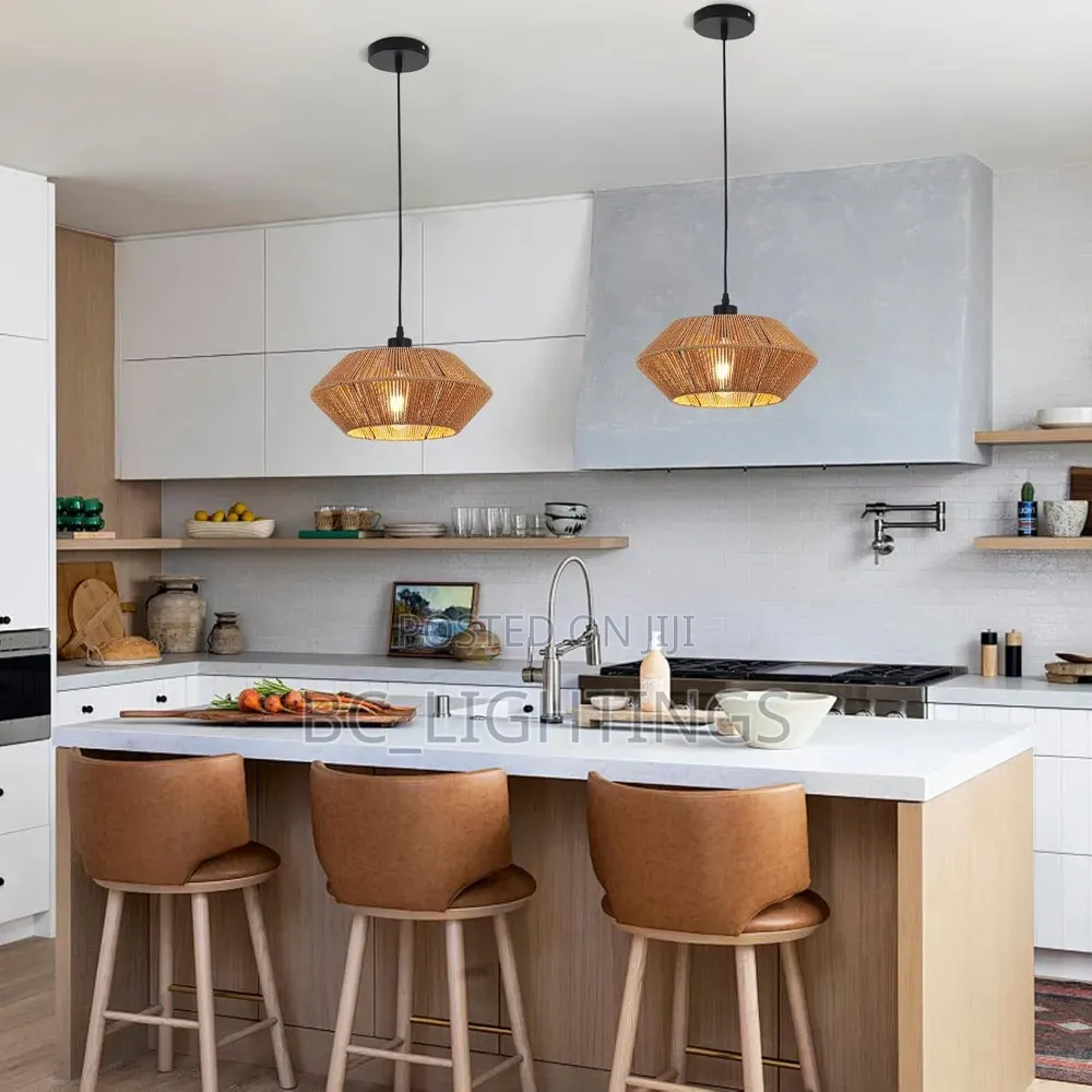 Modern Woven Rattan Shade Pendant Light for Diningroom Hallway