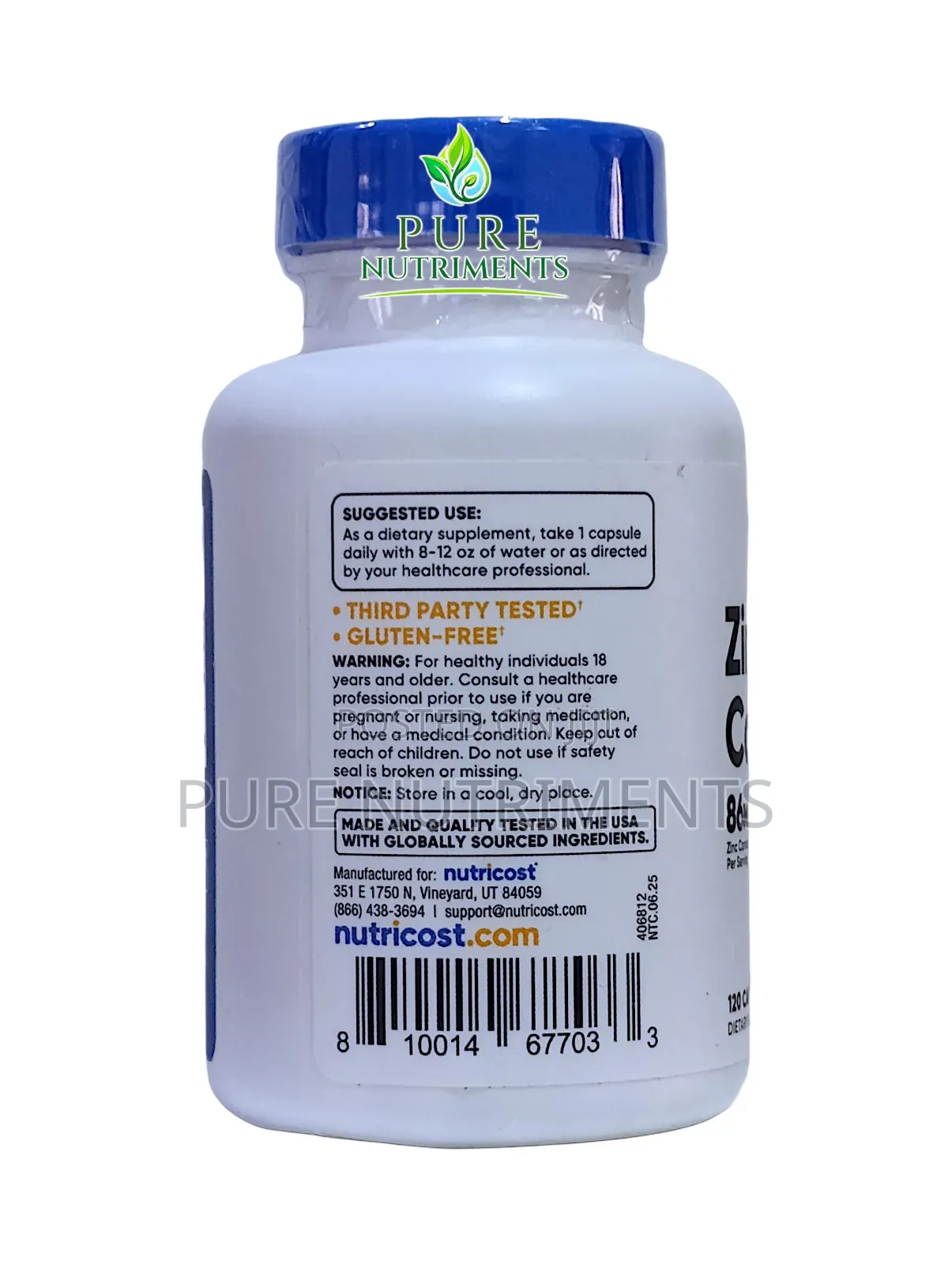 Nutricost Zinc Carnosine 86mg 120 Caps_ Stomach Ulcers Acid Reflux