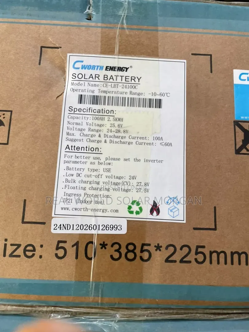 2.5kwh Cworth Lithium Battery (25.6v 100ah) — Compact Powerhouse